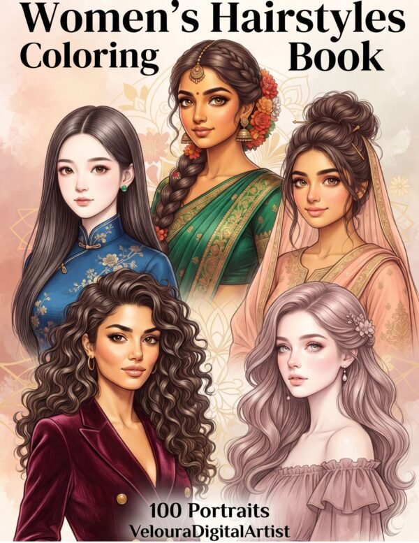 Women's Hairstyles Coloring Book: 100 Portraits