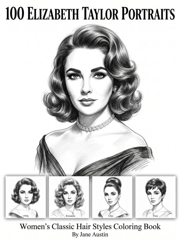 100 Glamour Beauty Portraits Coloring Book for Adults