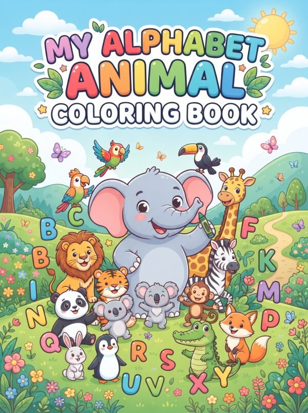 Alphabet Animals Coloring Book for Kids | A-Z Animal Coloring Pages | Preschool Learning Activity | Printable Kids Coloring Book