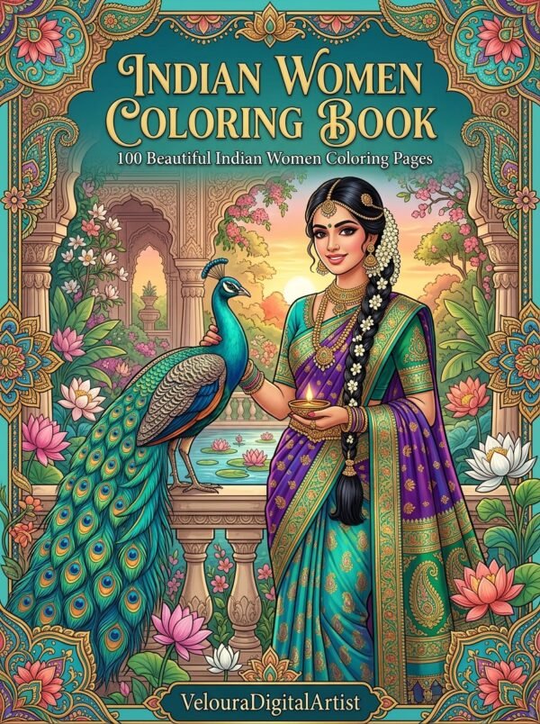 Indian Women Coloring Book | 100 Beautiful Indian Women Coloring Pages